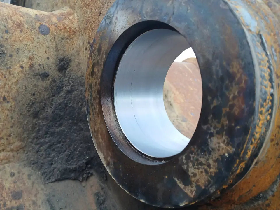 Close detail of a newly machined bore face