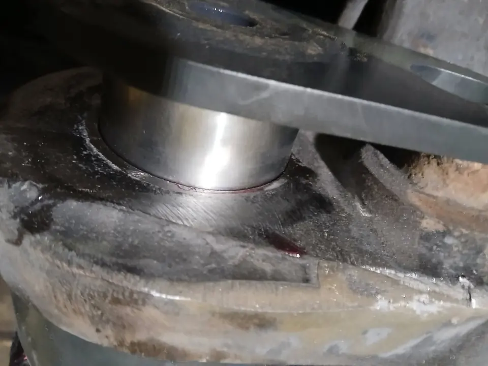 Machined face and shaft after boring work