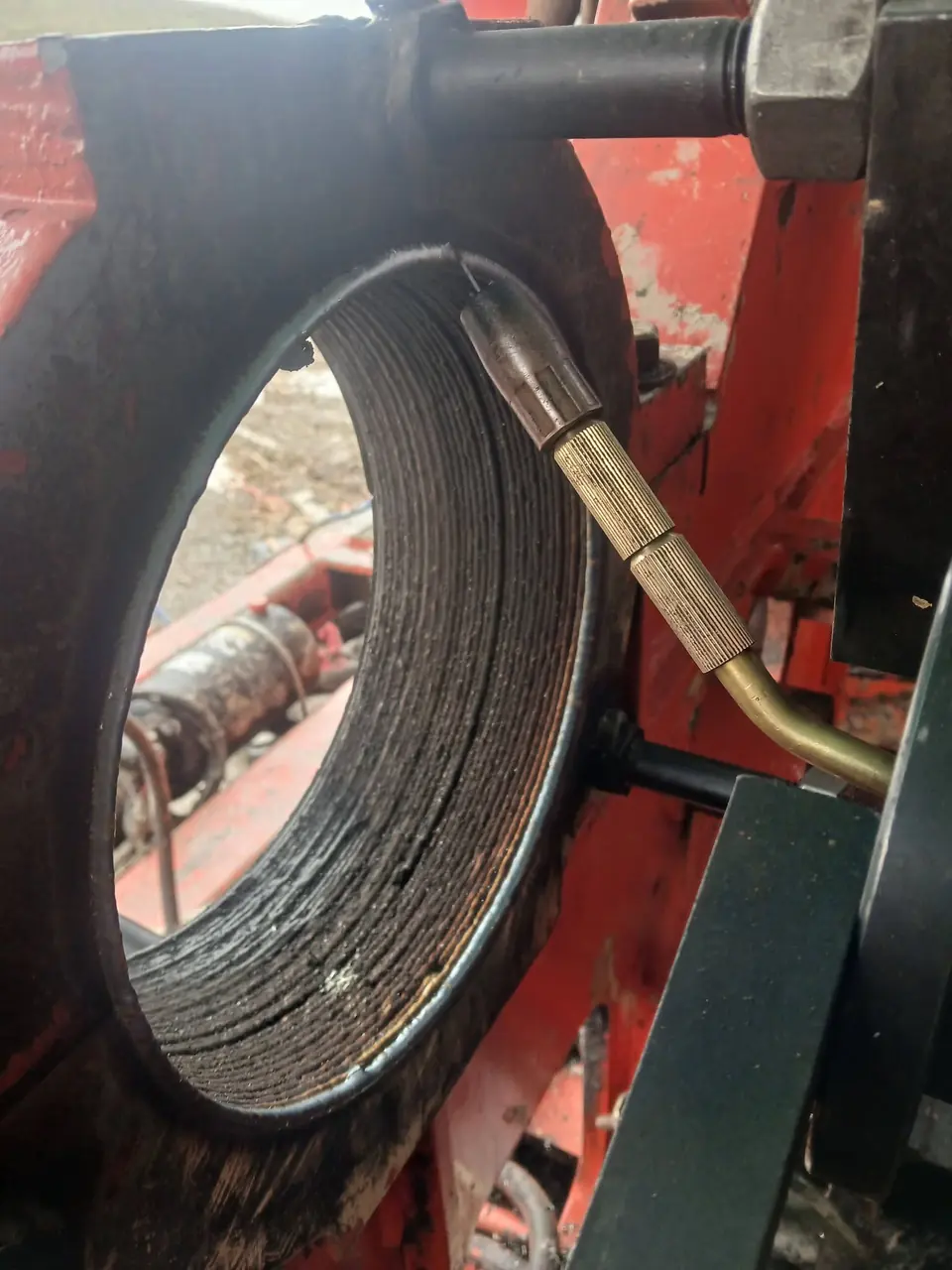 Weld buildup laid into a worn bore before it is machined back to size